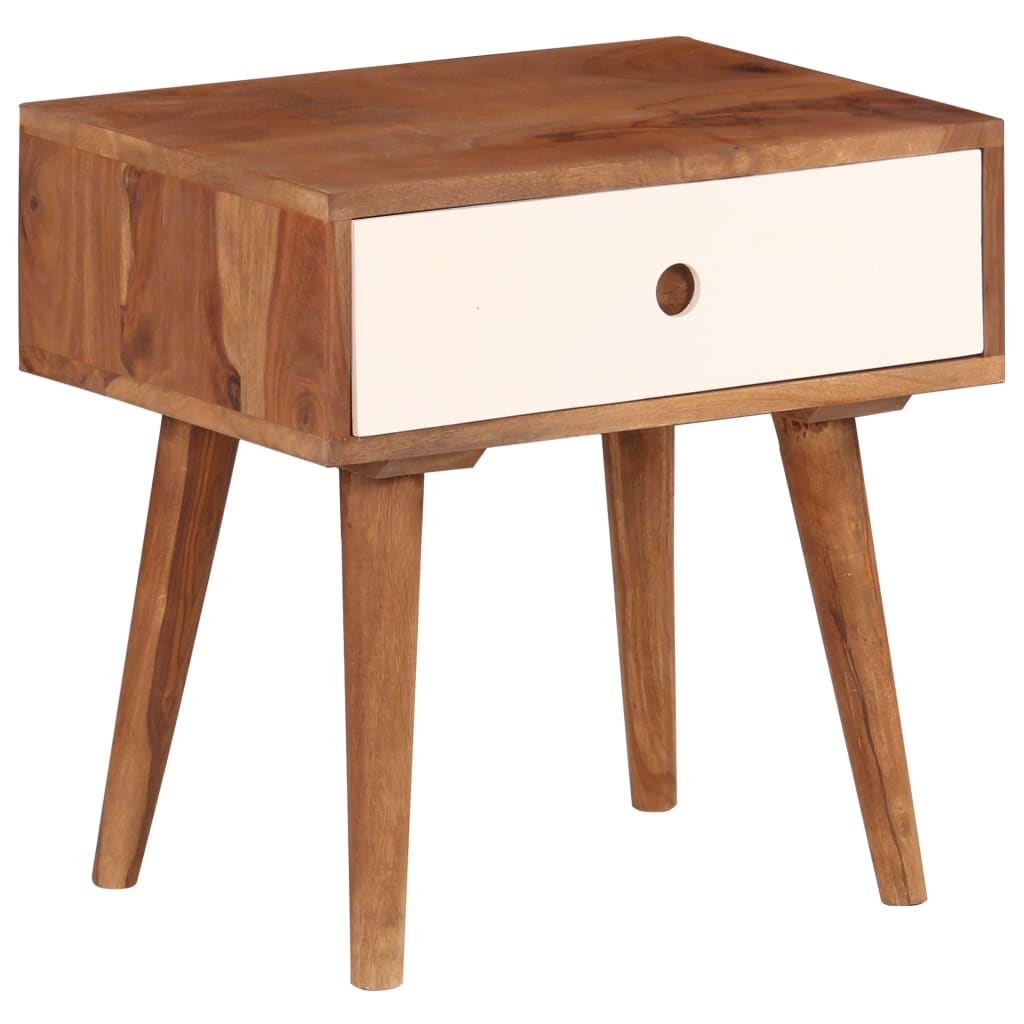Mesa de cabeceira em madeira de acácia maciça 45x30x45 cm