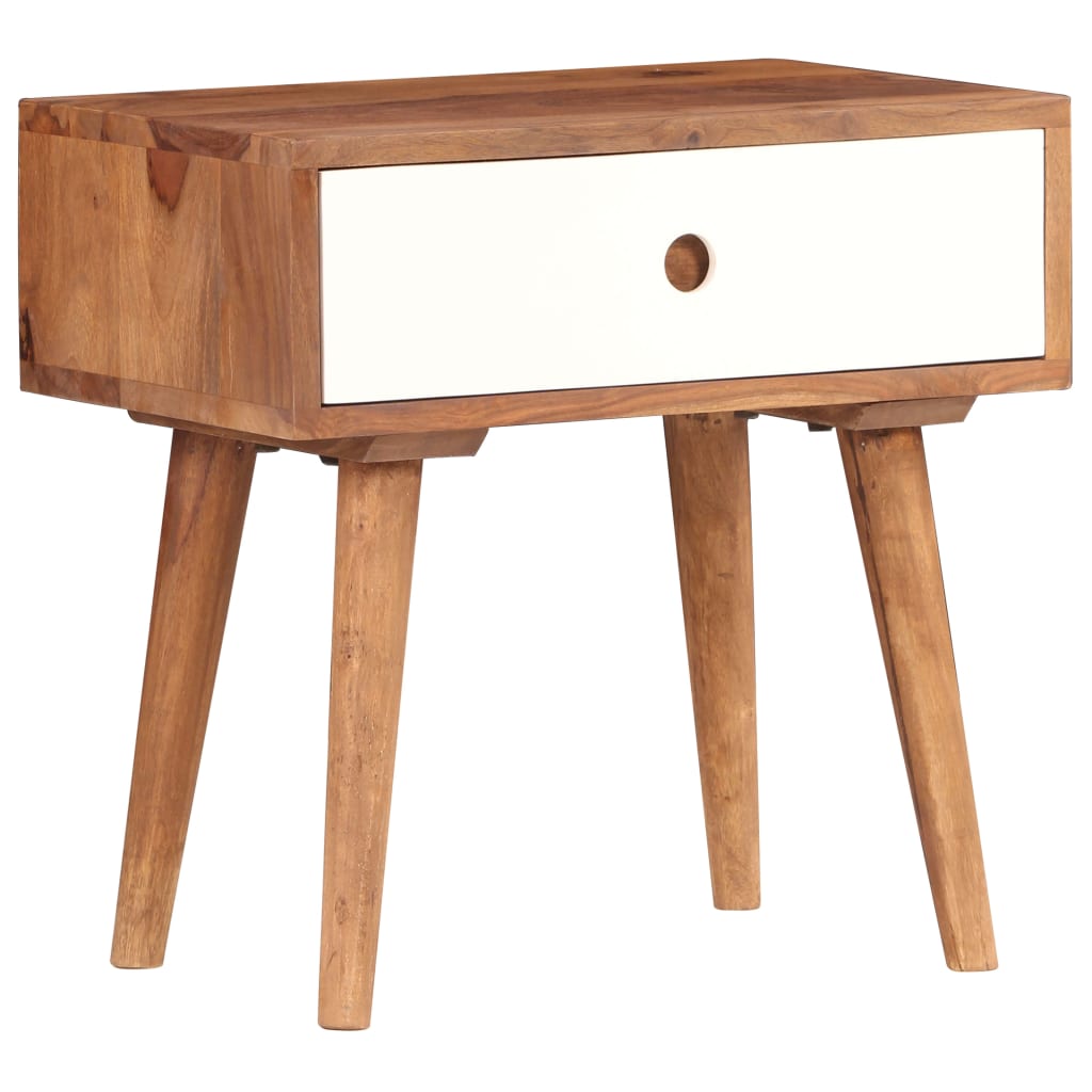 Mesa de cabeceira em madeira de acácia maciça 45x30x45 cm