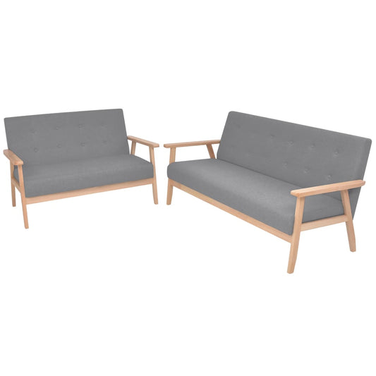 Conjunto de sofás 2 pcs tecido cinzento claro
