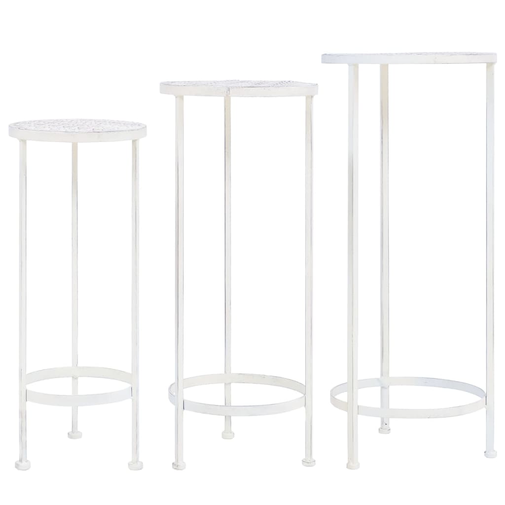 Suporte para plantas 3 pcs estilo vintage metal antigo branco