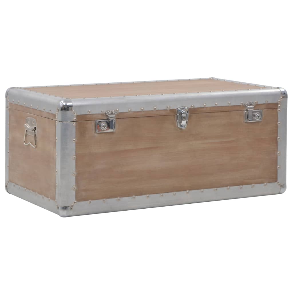 Caixa de arrumação madeira de abeto maciça 91x52x40 cm castanho