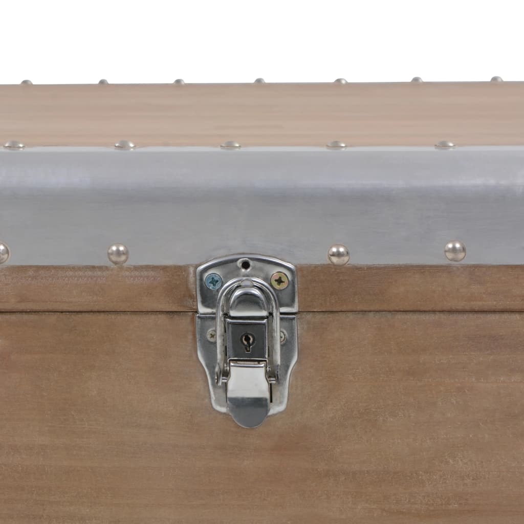Caixa de arrumação madeira de abeto maciça 91x52x40 cm castanho