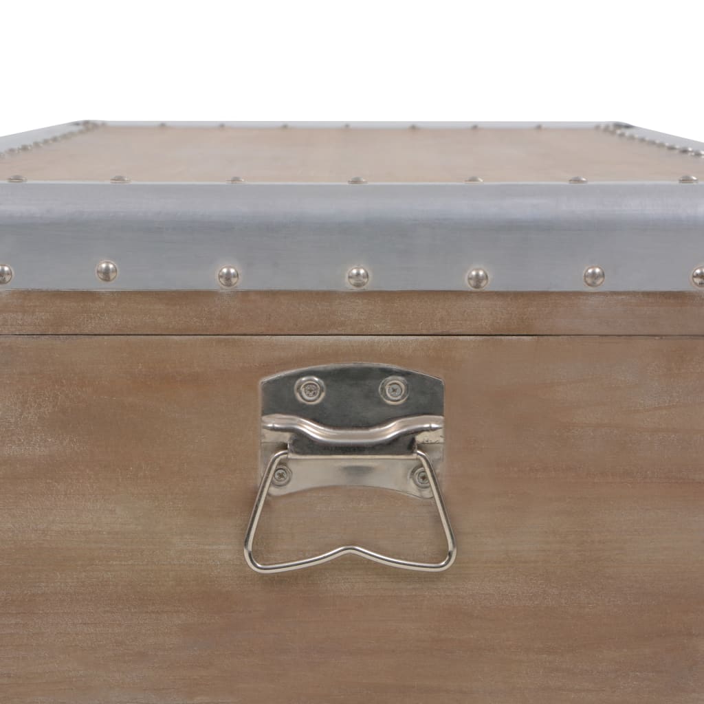 Caixa de arrumação madeira de abeto maciça 91x52x40 cm castanho