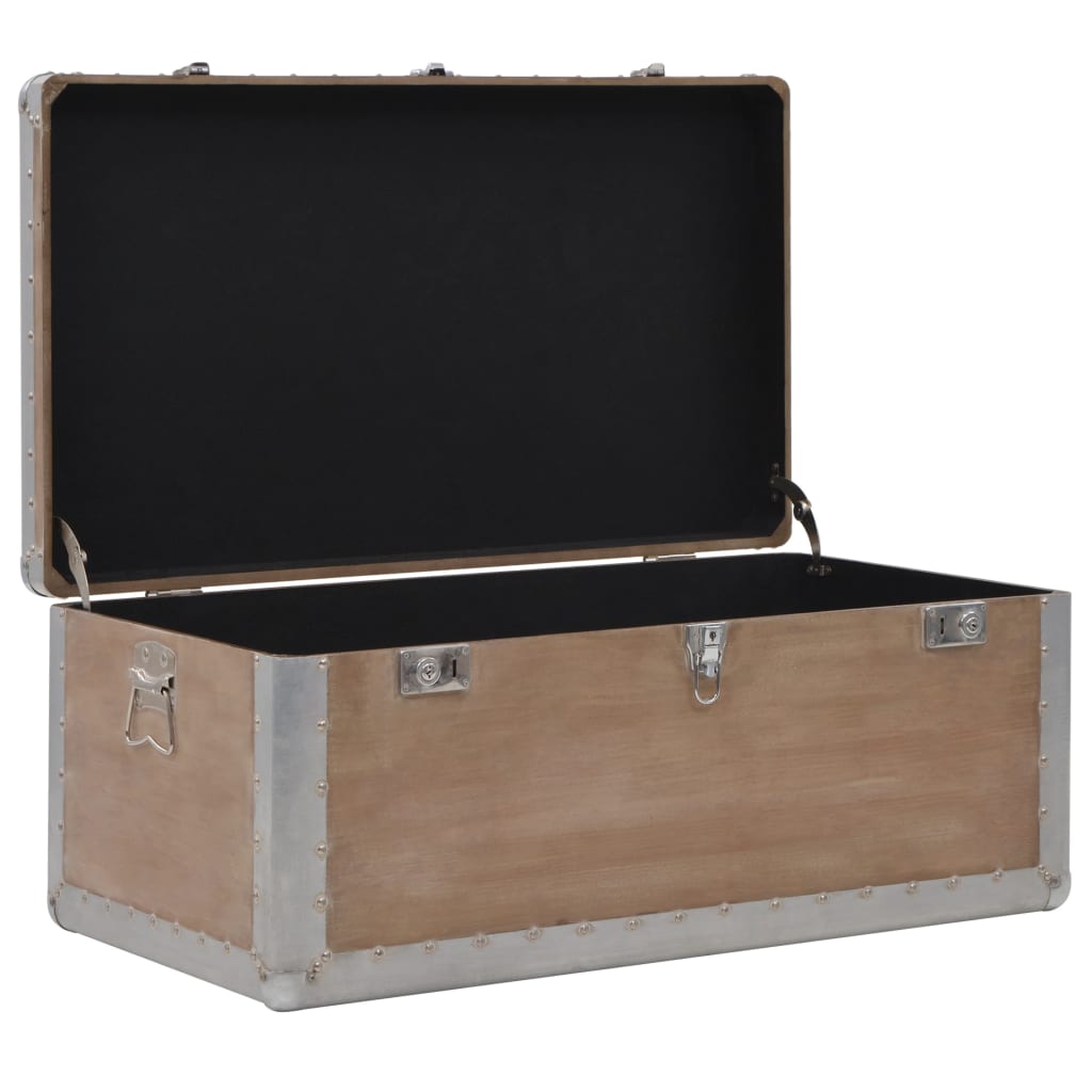 Caixa de arrumação madeira de abeto maciça 91x52x40 cm castanho