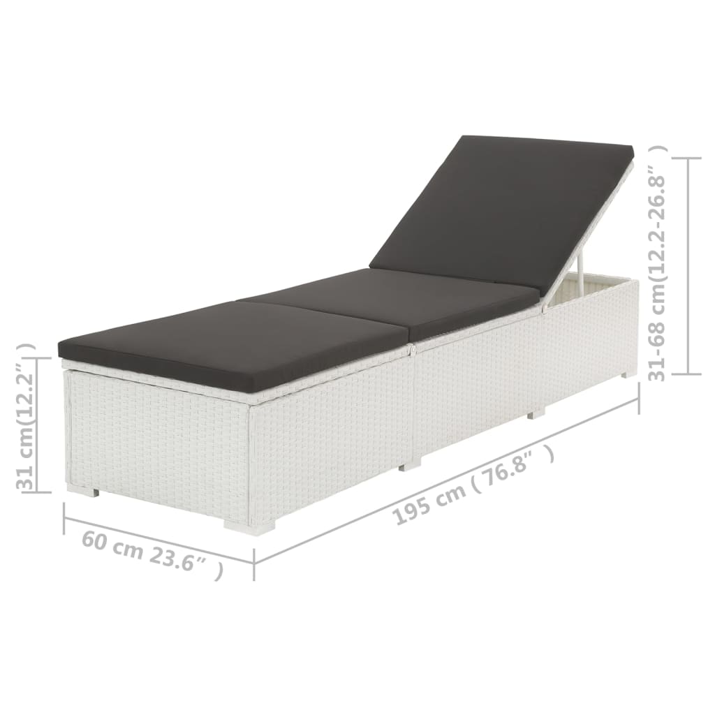 Espreguiçadeira com almofadão vime PE branco