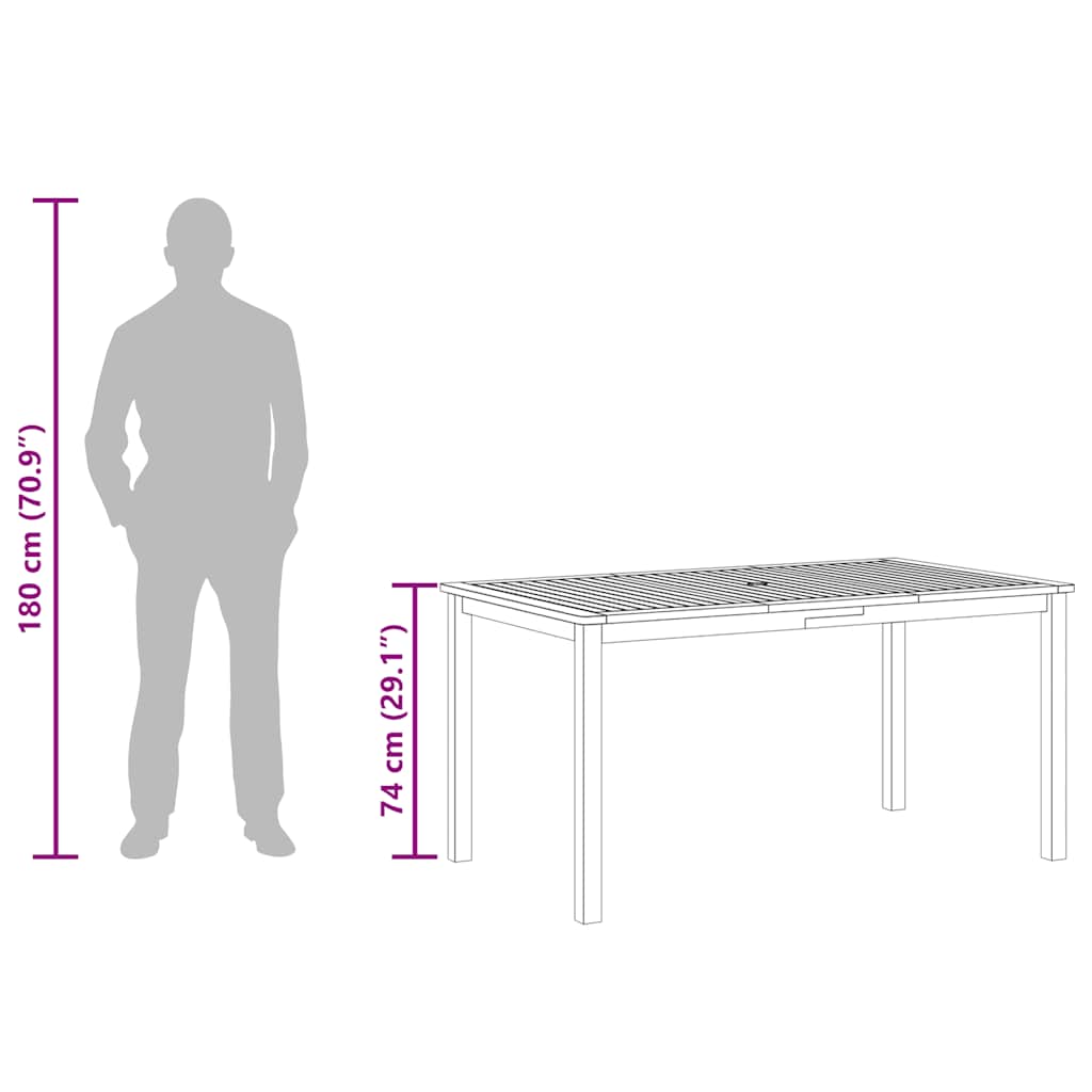 Mesa de jardim 150x90x74 cm madeira de acácia maciça