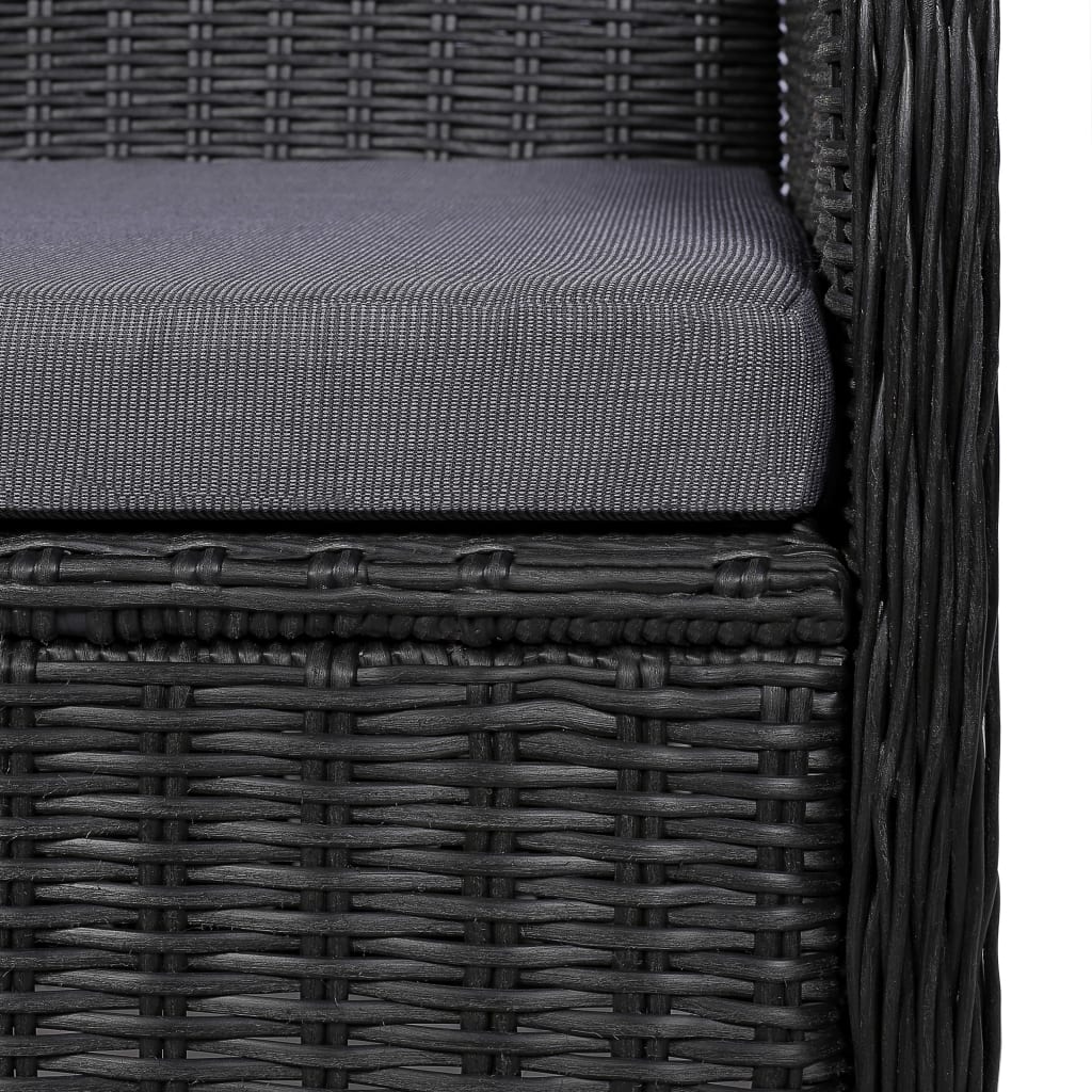 Cadeiras de exterior c/ almofadões 2 pcs vime PE preto
