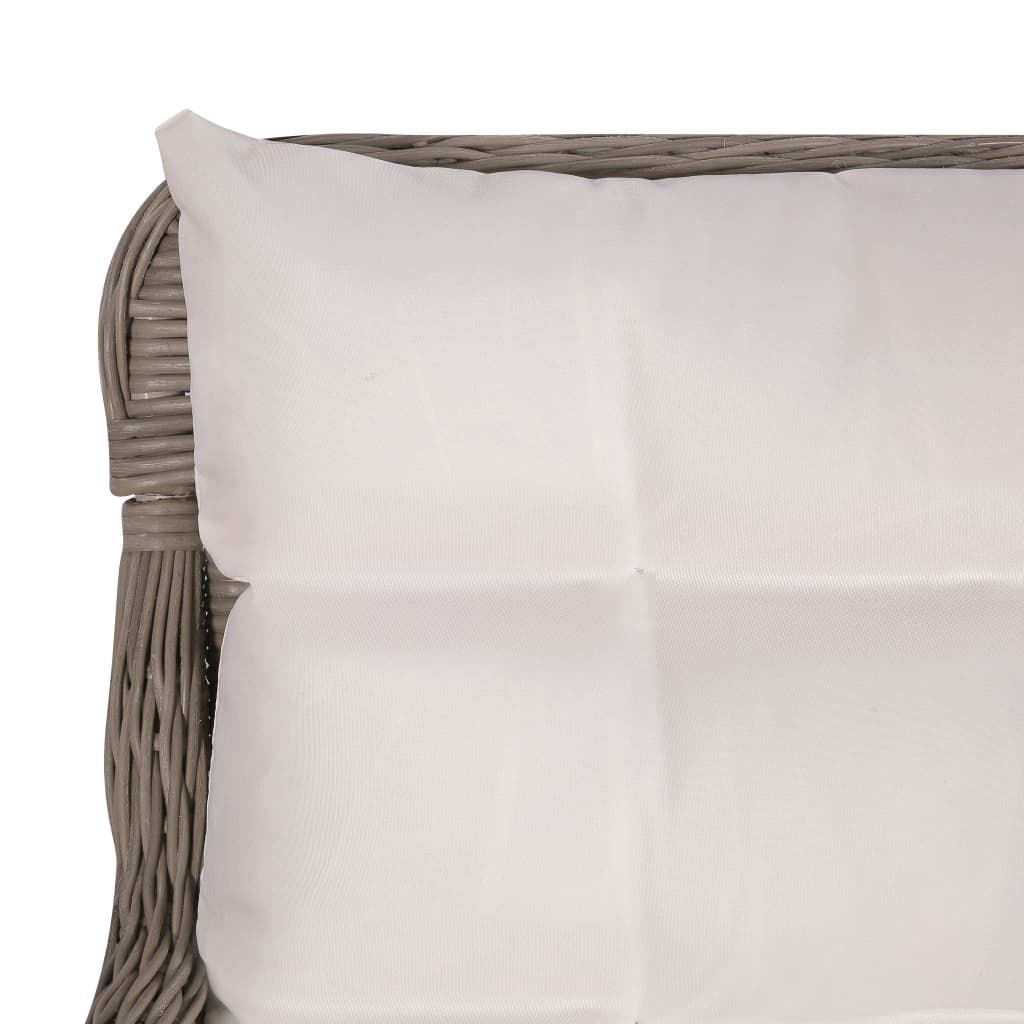 Cadeiras de exterior c/ almofadões 2 pcs vime PE castanho
