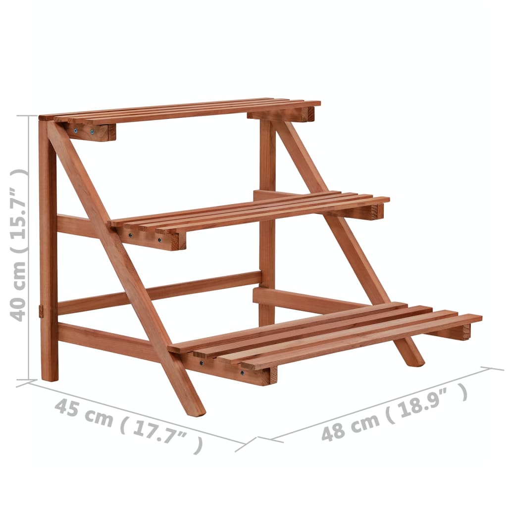 Suporte para plantas de 3 níveis madeira de cedro 48x45x40 cm