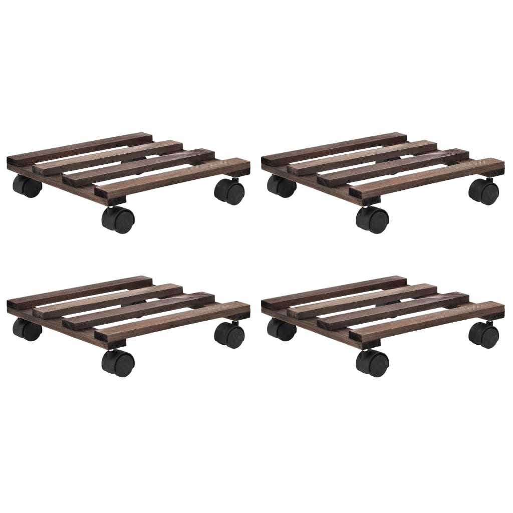 Bases com rodas p/ vasos 4 pcs madeira de cedro 25x25 cm