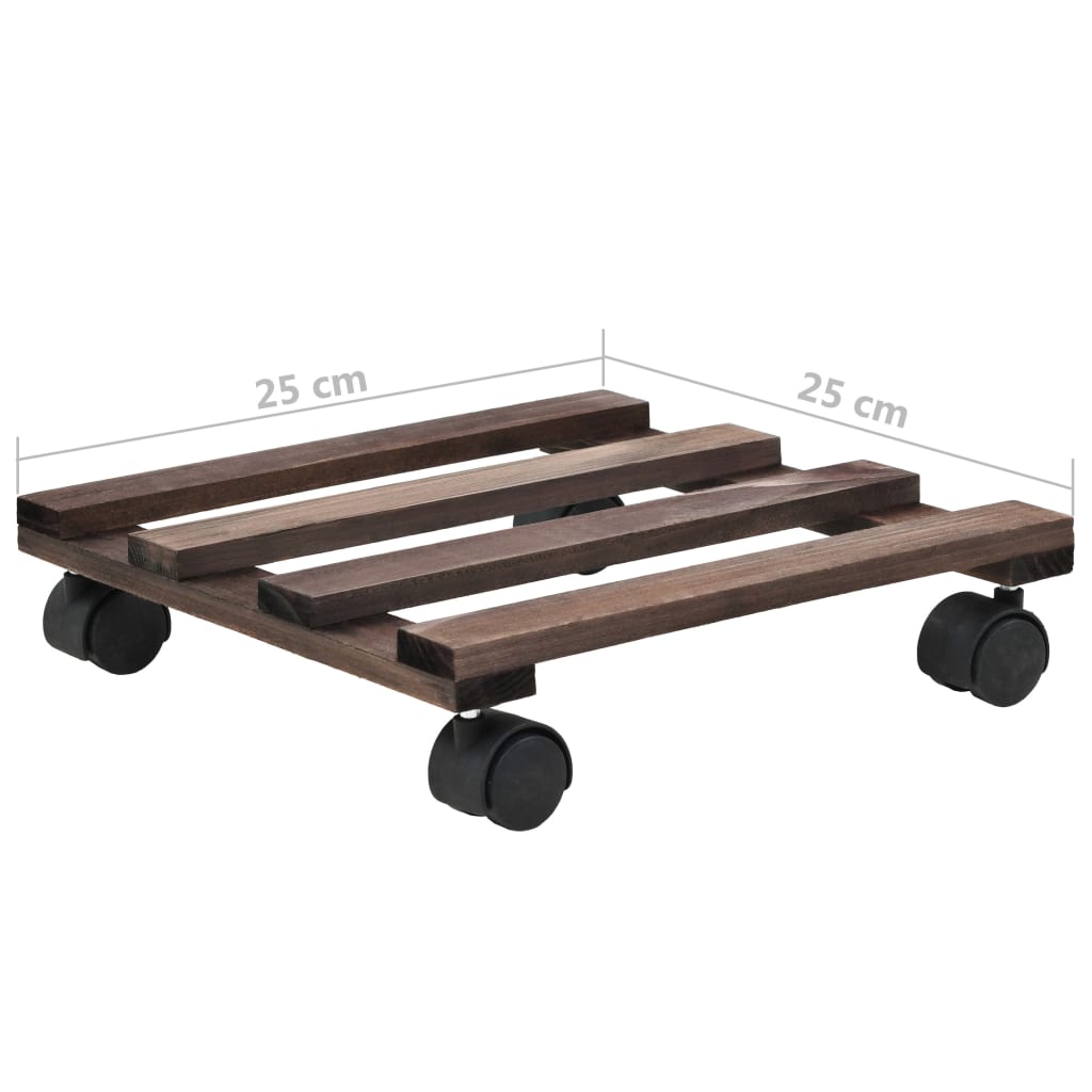 Bases com rodas p/ vasos 4 pcs madeira de cedro 25x25 cm