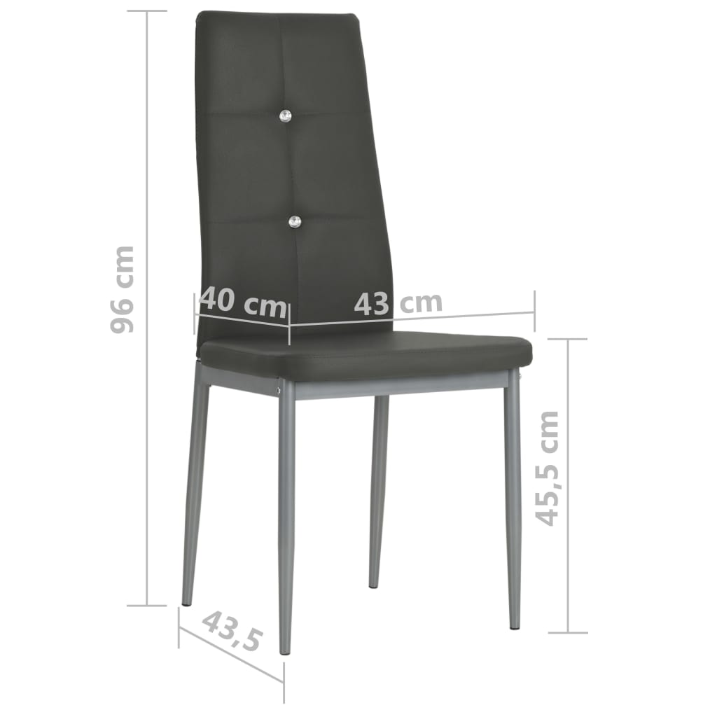 Cadeiras de jantar 2 pcs couro artificial cinzento