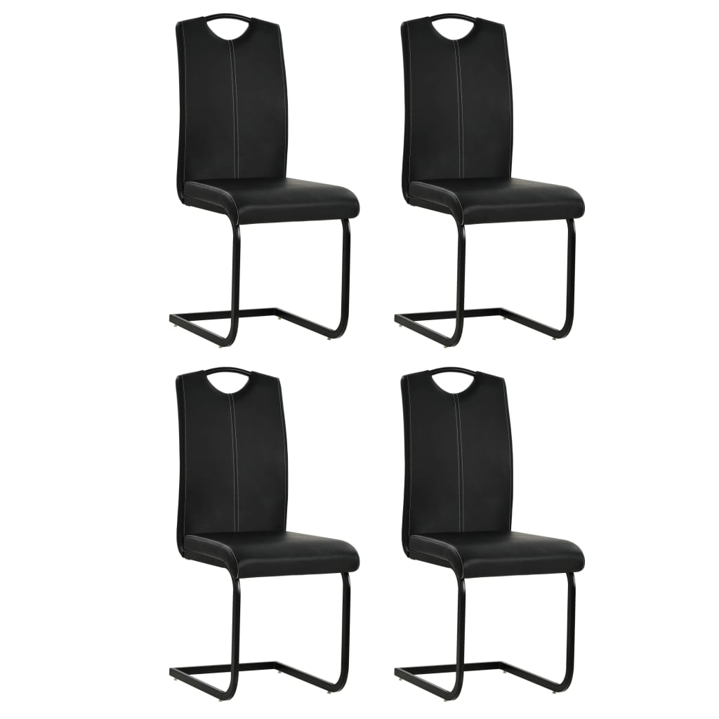 Cadeiras de jantar cantilever 4 pcs couro artificial preto