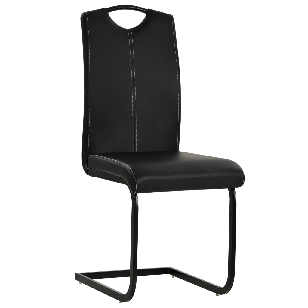 Cadeiras de jantar cantilever 4 pcs couro artificial preto