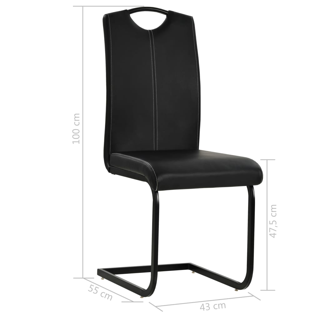 Cadeiras de jantar cantilever 4 pcs couro artificial preto