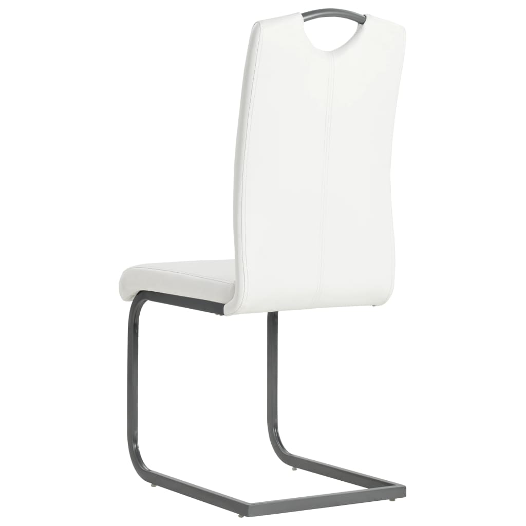 Cadeiras de jantar cantilever 4 pcs couro artificial branco
