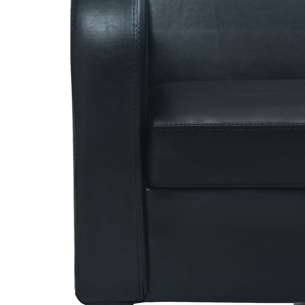 Conjunto de sofás 2 pcs couro artificial preto