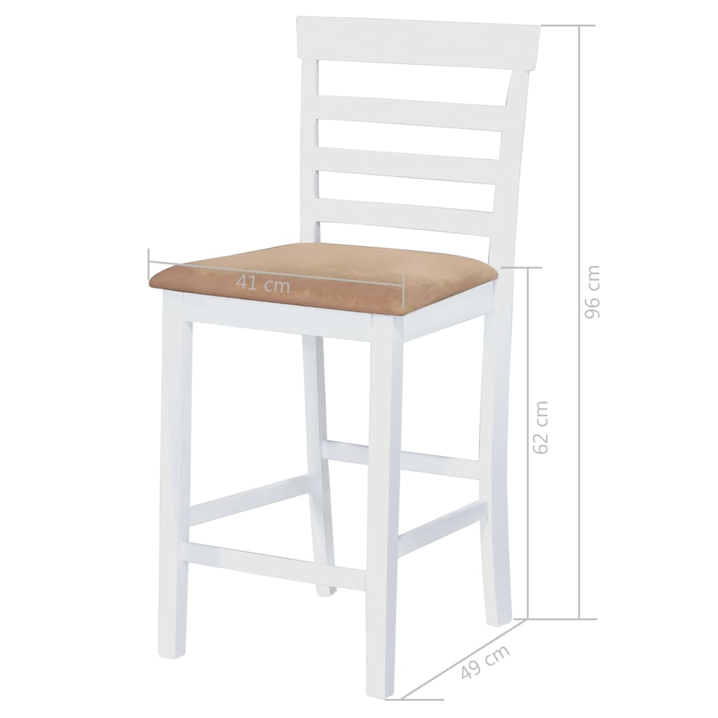 Mesa e cadeiras de bar 3 pcs madeira maciça castanho e branco