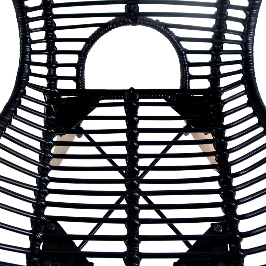 Cadeiras de jantar 2 pcs vime genuíno preto