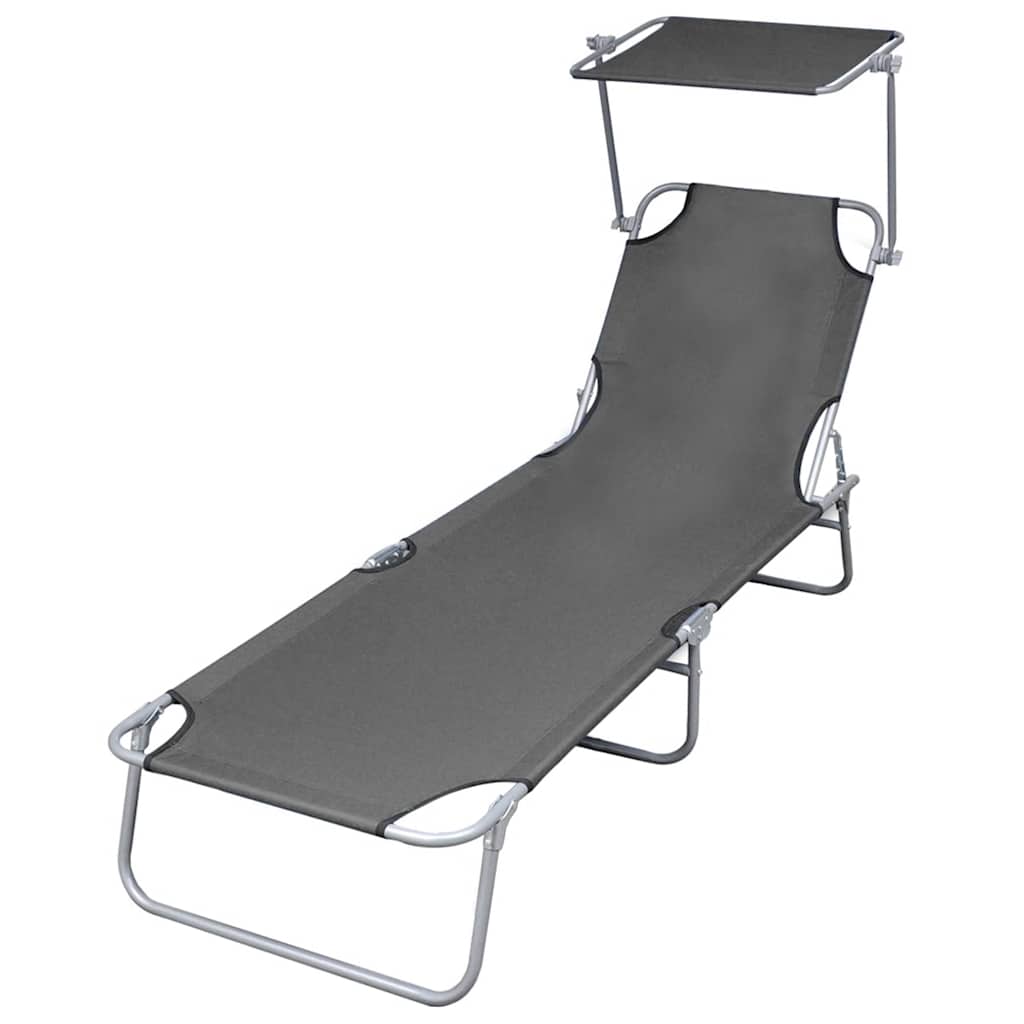 Espreguiçadeira com toldo aço cinzento