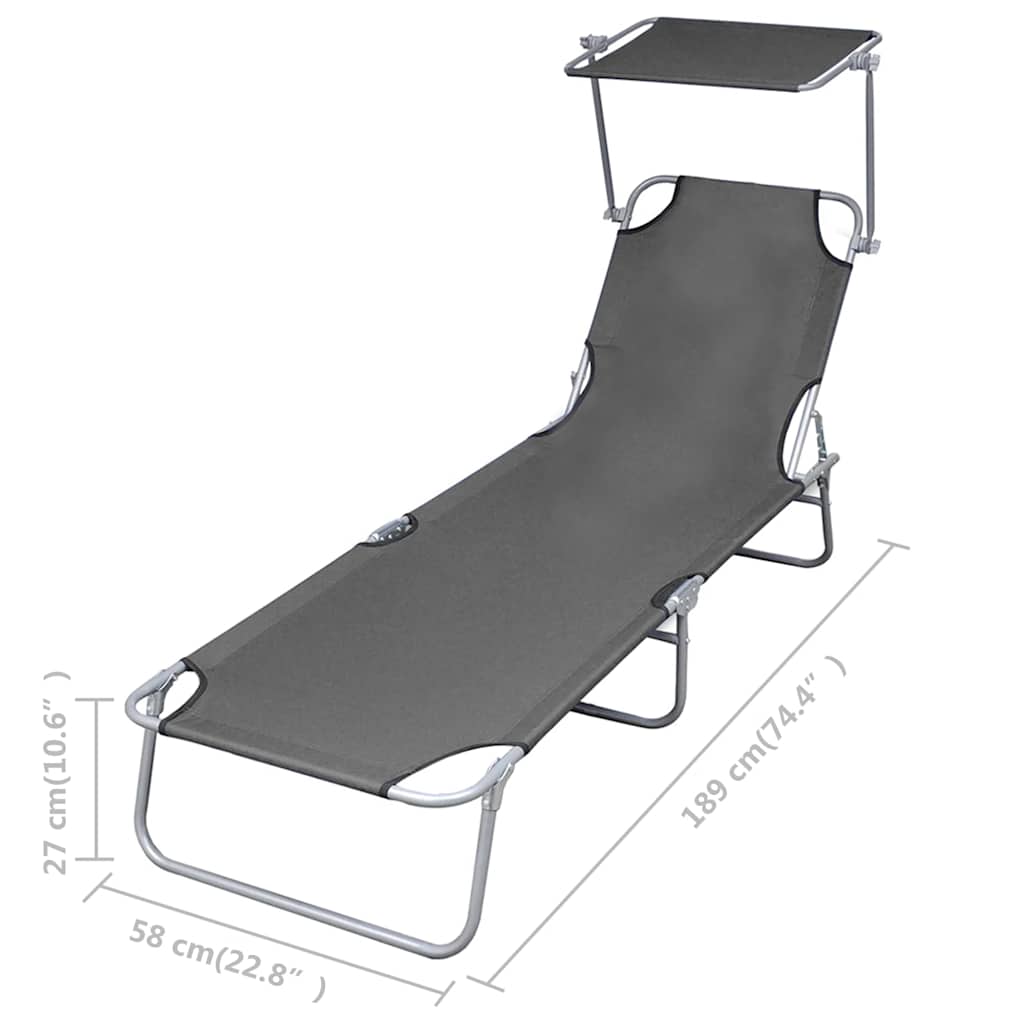 Espreguiçadeira com toldo aço cinzento