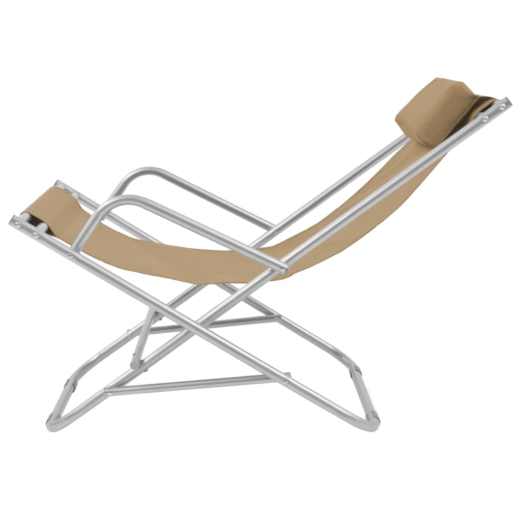 Cadeiras de jardim reclináveis 2 pcs aço cinzento-acastanhado