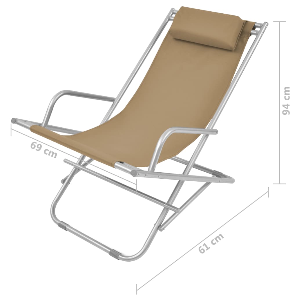 Cadeiras de jardim reclináveis 2 pcs aço cinzento-acastanhado