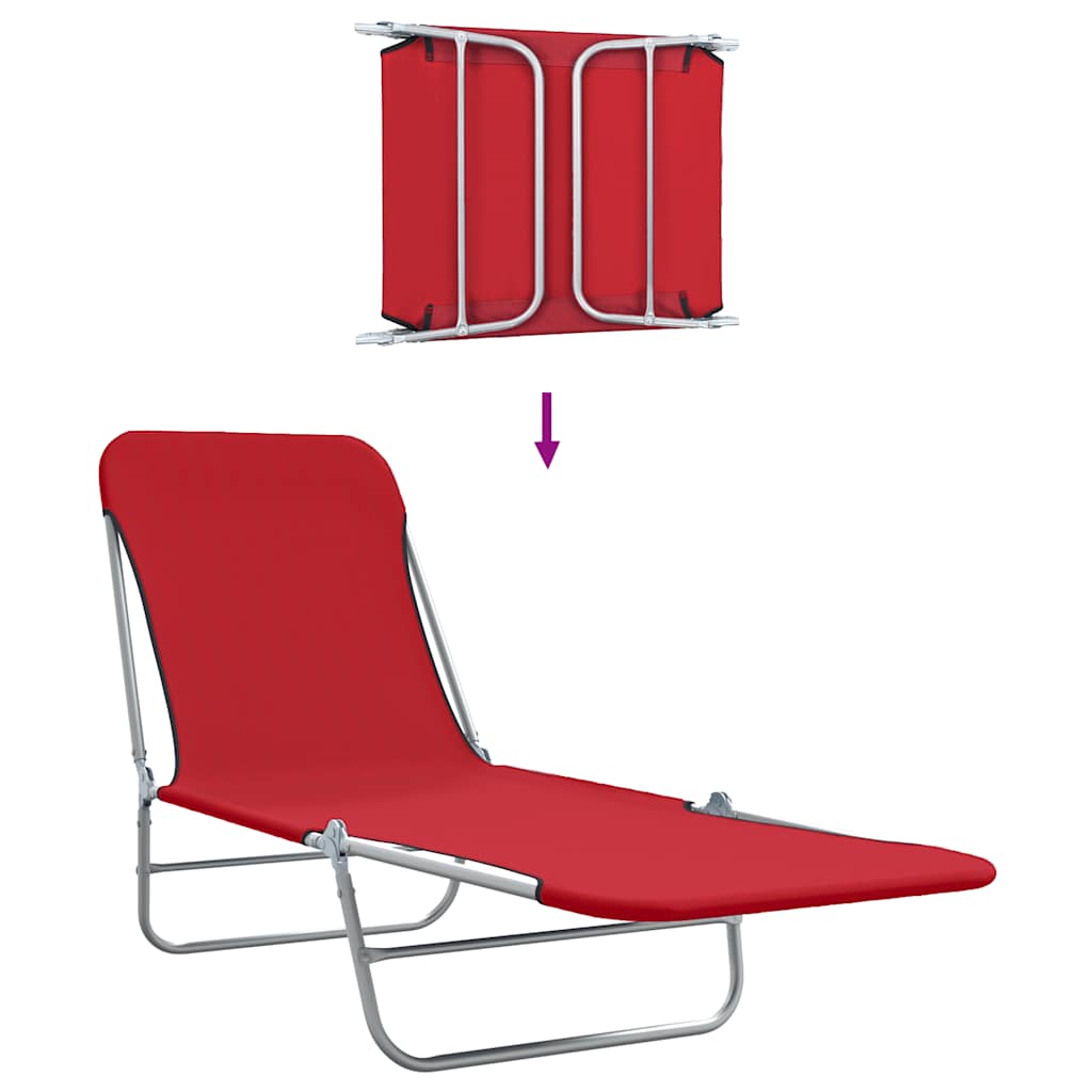 Espreguiçadeiras dobráveis 2 pcs aço e tecido vermelho