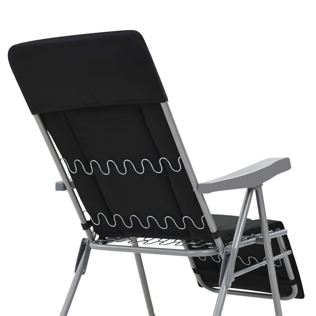 Cadeiras de jardim dobráveis com almofadões 2 pcs preto