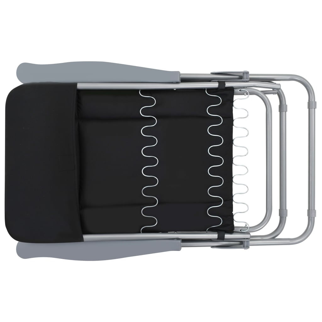 Cadeiras de jardim dobráveis com almofadões 2 pcs preto