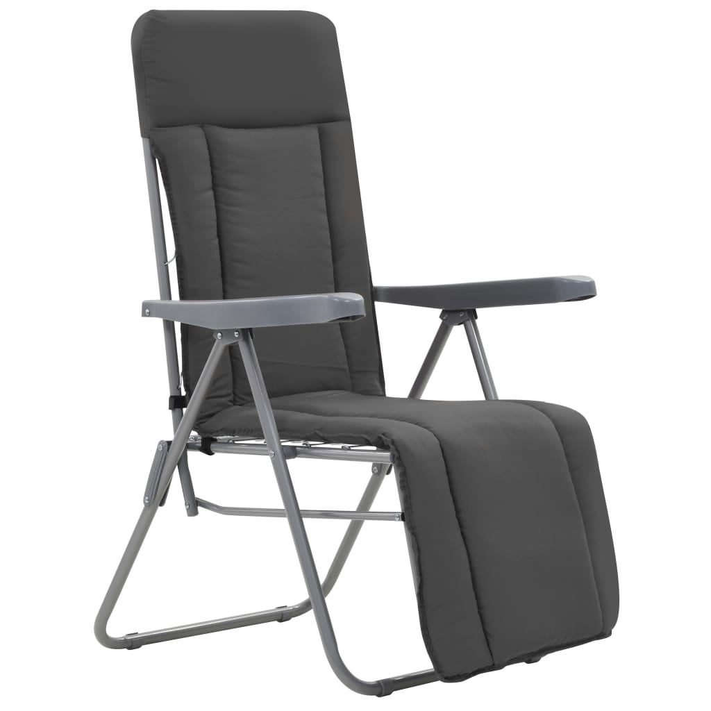 Cadeiras de jardim dobráveis com almofadões 2 pcs cinzento