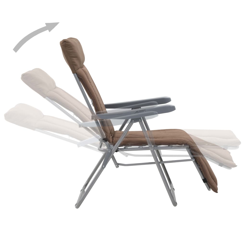 Cadeiras de jardim dobráveis com almofadões 2 pcs castanho