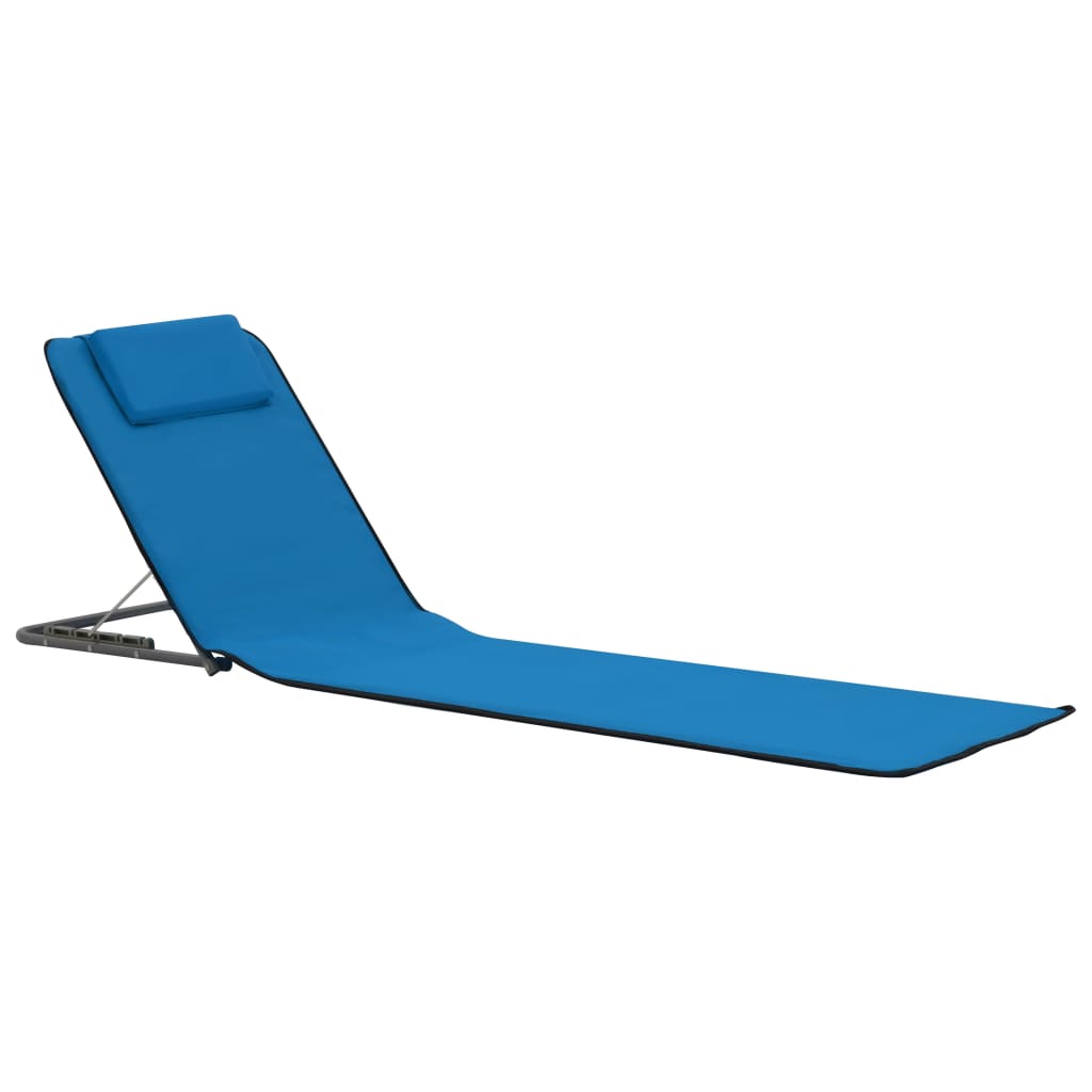 Colchões de praia dobráveis 2 pcs aço e tecido azul