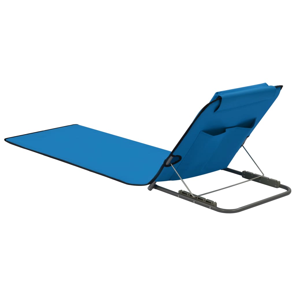 Colchões de praia dobráveis 2 pcs aço e tecido azul