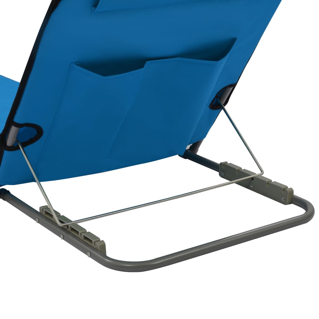 Colchões de praia dobráveis 2 pcs aço e tecido azul