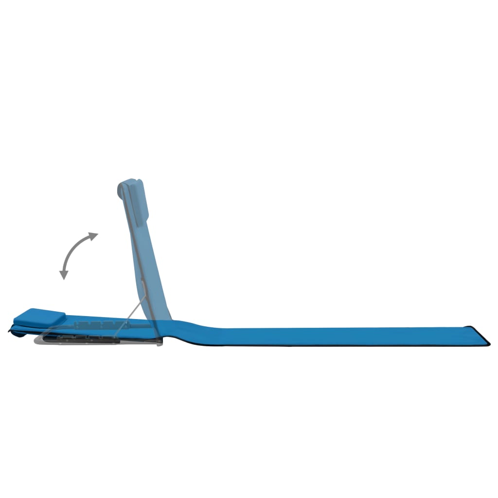 Colchões de praia dobráveis 2 pcs aço e tecido azul