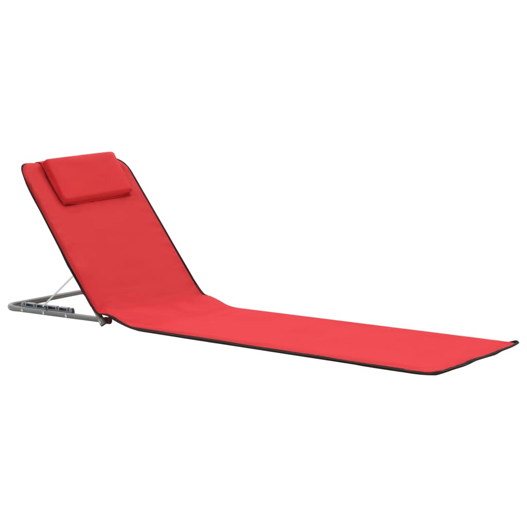 Colchões de praia dobráveis 2 pcs aço e tecido vermelho