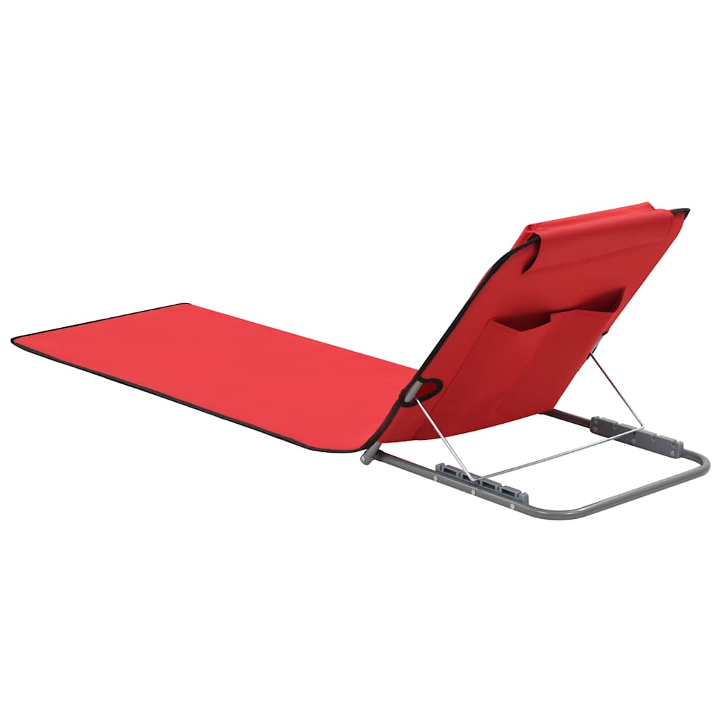 Colchões de praia dobráveis 2 pcs aço e tecido vermelho