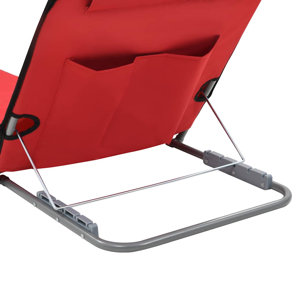 Colchões de praia dobráveis 2 pcs aço e tecido vermelho