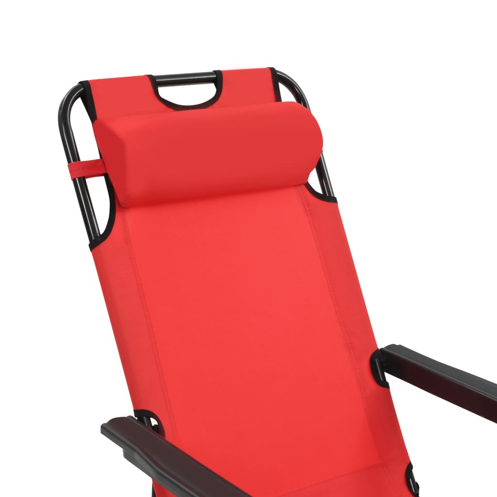 Espreguiçadeiras dobráveis c/ apoio de pés 2 pcs aço vermelho