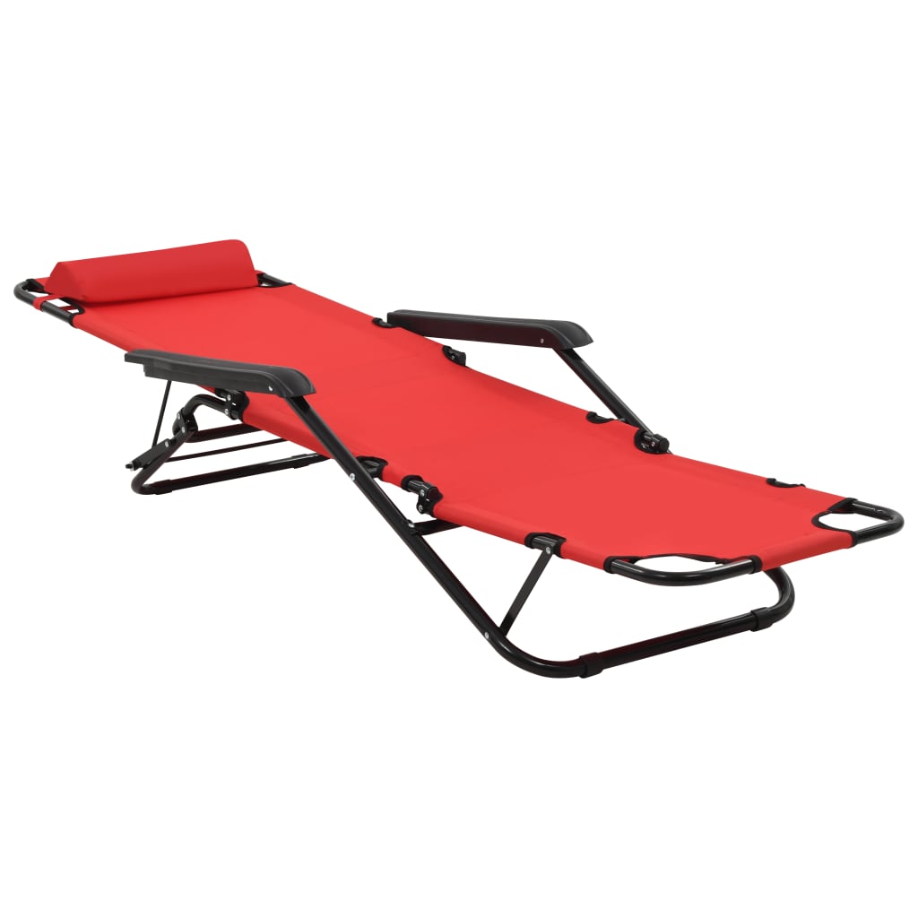 Espreguiçadeiras dobráveis c/ apoio de pés 2 pcs aço vermelho
