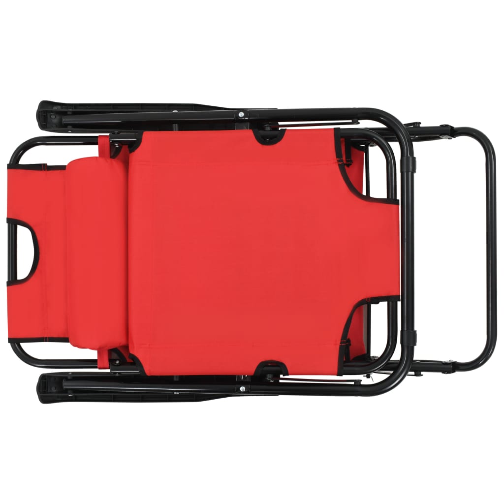 Espreguiçadeiras dobráveis c/ apoio de pés 2 pcs aço vermelho