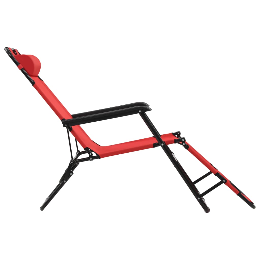 Espreguiçadeiras dobráveis c/ apoio de pés 2 pcs aço vermelho