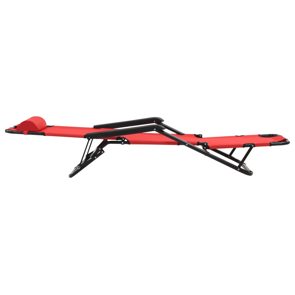 Espreguiçadeiras dobráveis c/ apoio de pés 2 pcs aço vermelho
