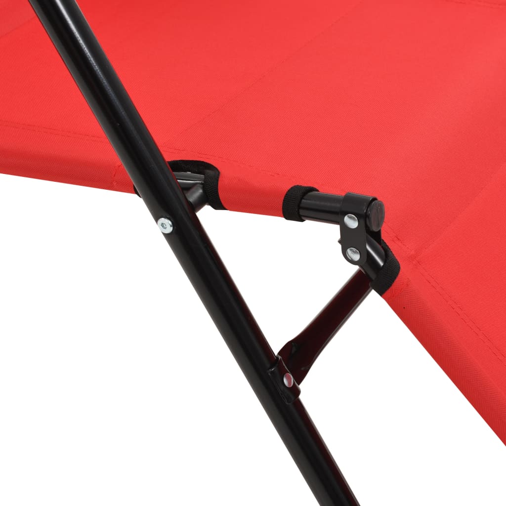 Espreguiçadeiras dobráveis c/ apoio de pés 2 pcs aço vermelho