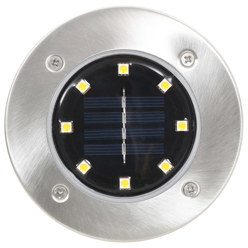 Iluminação LED solar de solo 8 pcs branco quente
