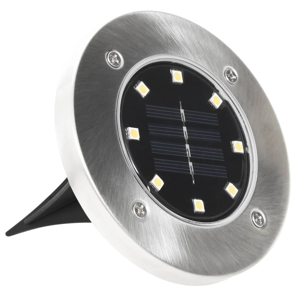 Iluminação LED solar de solo 8 pcs branco quente