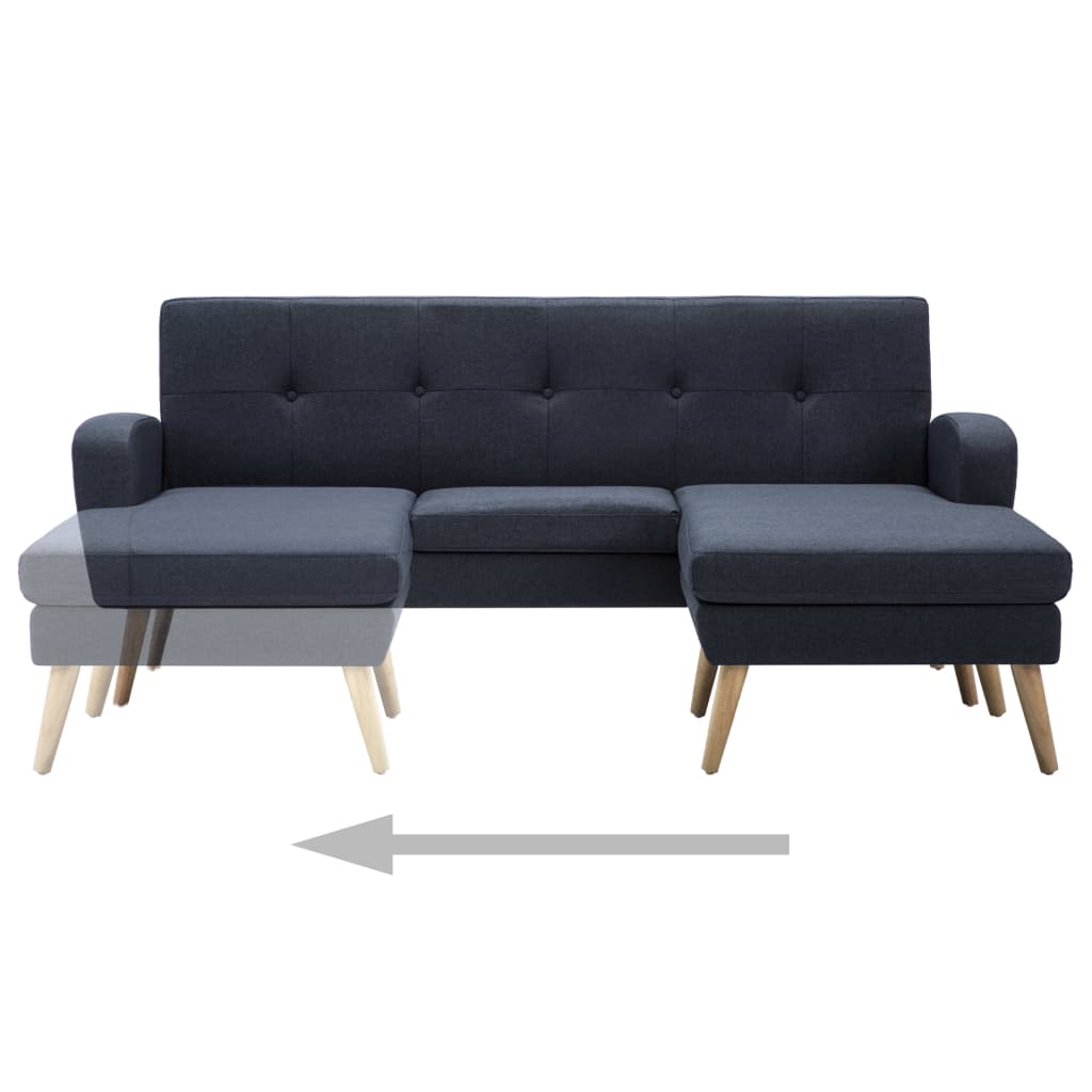 Sofá em tecido c/ forma de L 186x136x79 cm cinzento escuro