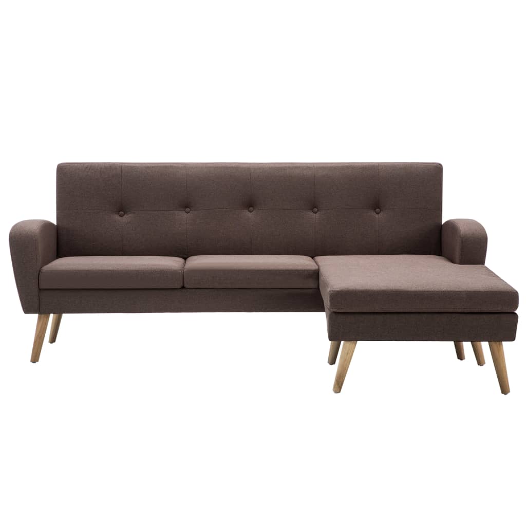 Sofá em tecido c/ forma de L 186x136x79 cm castanho