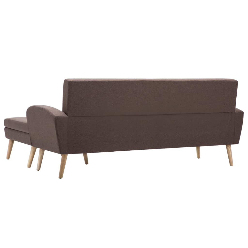 Sofá em tecido c/ forma de L 186x136x79 cm castanho